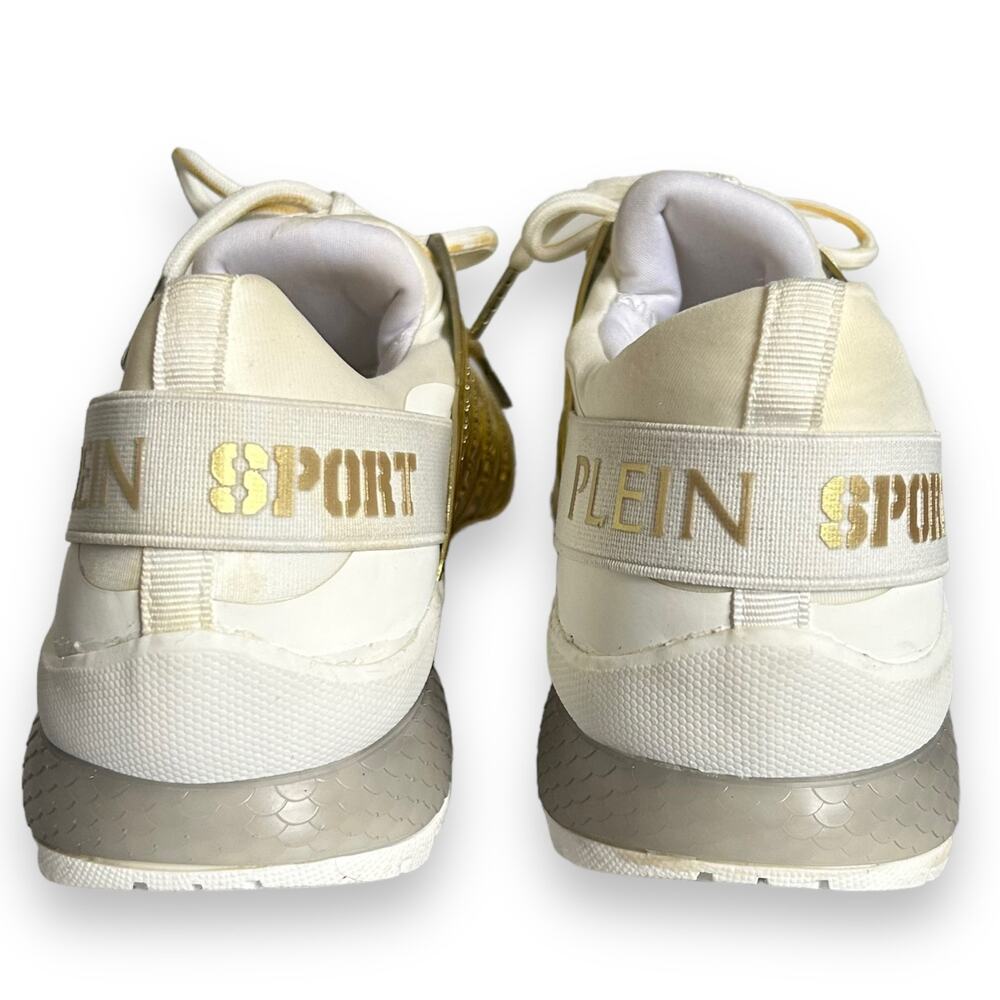 Plein Sport Gold Metallic Lace Up Shoes White Size 37/7 - Picture 15 of 16